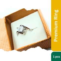 Womens Crystal Diamond Look Ring With Box Heart Shape Party Ring For Girls 1